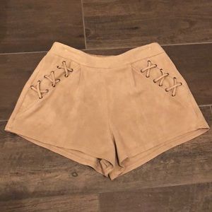Tan suede shorts